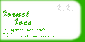kornel kocs business card
